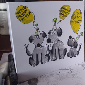 Personalised, hand drawn, original cartoon birthday card - made to order